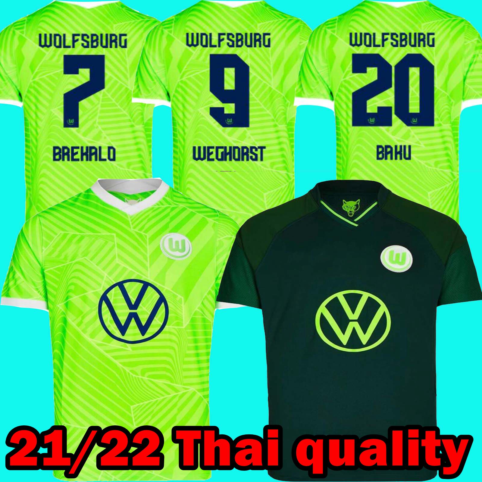 

21 22 VfL Wolfsburg maillots de foot Soccer Jersey KLAUS MALLI CAMACHO WILLIAM 2021 2022 VfL Wolfsburg Home Away Football Shirt MEN, Black;yellow