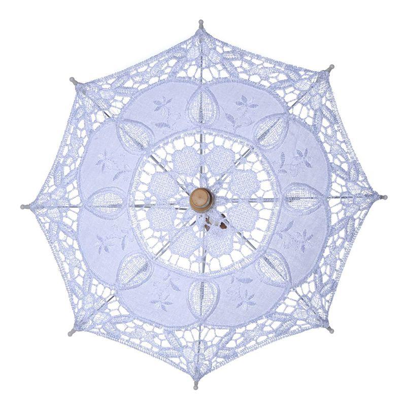 

Fans & Parasols Womens Manual Opening Wedding Bridal Parasol Umbrella Hollow Out Embroidery Lace Solid White Color Romantic Po Props With 8