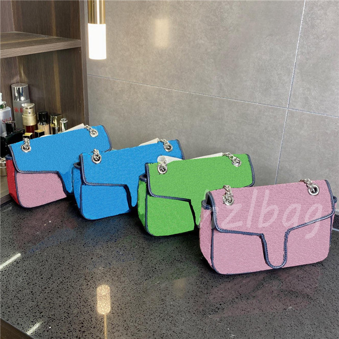 

Marmont Multicolor Big Shoulder Bag Rhombi Motif Blue Green Pink Red Diagonal Matelasse Canvas Chain Women Designers Cross Body, Color 04