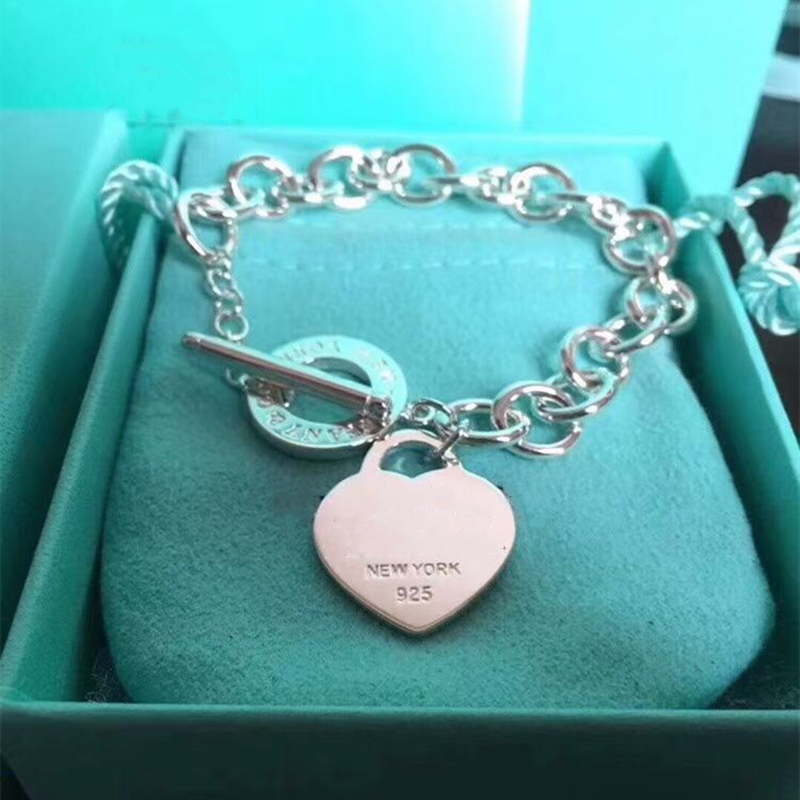 

Luxury designer 925 Sterling Silver Heart Bangle Bracelet T Style Fashion Bangles for Womens Wristband Jewelry -LA1425, Black