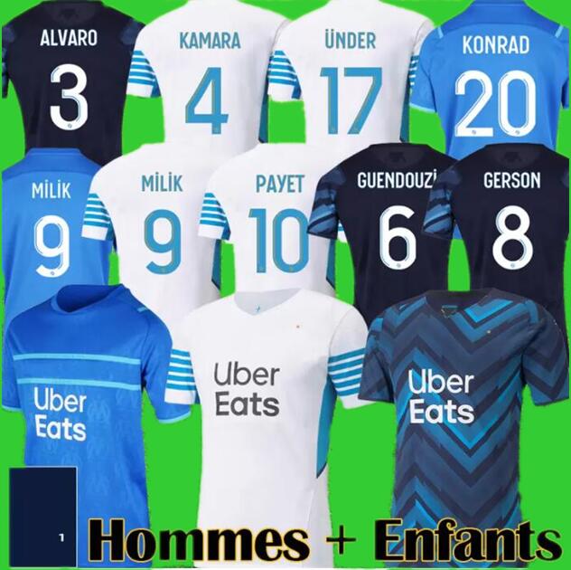 

Maillot OM 2021 2022 Soccer jerseys Fans Player Version Maillots foot UNDER MILIK BALR BENEDETTO PAYET 21 22 GERSON Men jersey GUENDOUZI Kids shirts, League away