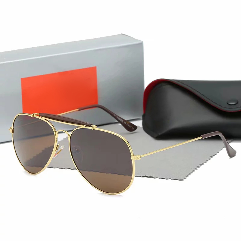 

High Quality Ray Men Women Sunglasses Vintage Pilot Brand Sun Glasses Band UV400 Bans With box and case 3025 R1, White;black