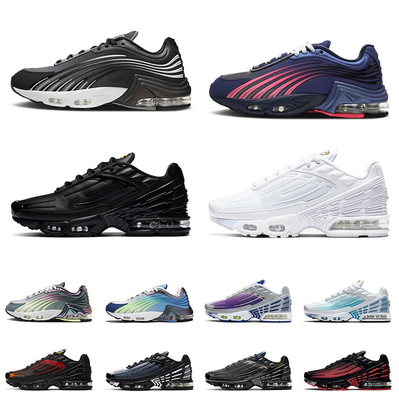 

2021 Newest Tn plus 2 Mens Running Shoes Tuned 3 Triple Black All White Royal Blue Hasta Crimson Red Womens Trainers Sports Sneakers