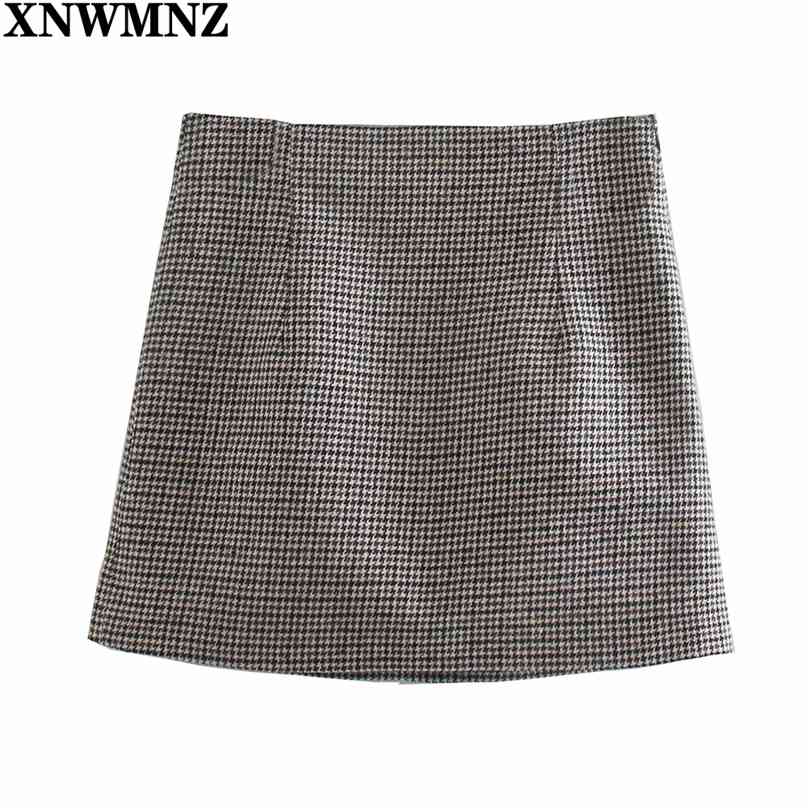 

women Check mini Skirt Harajuku Plaid Chic High Waist A-line  Vintage Invisible Zipper Ladies Casual 210520, Picture color