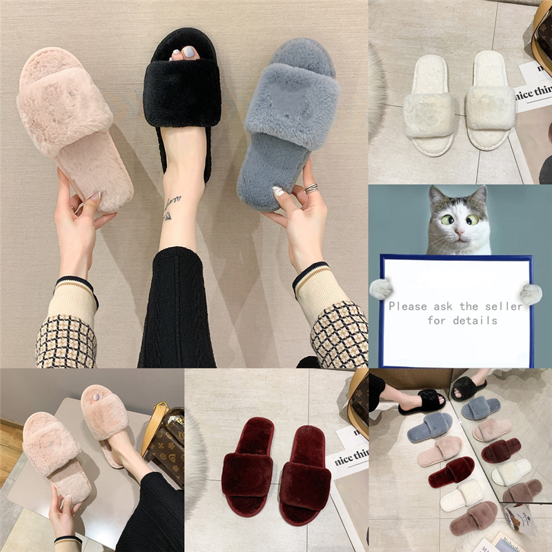 

du6Xr slippers Plush Women Furry letter Fluff Slides Slide Designer casual Shoes Boots Fashion Luxury, Blue(with logo g)