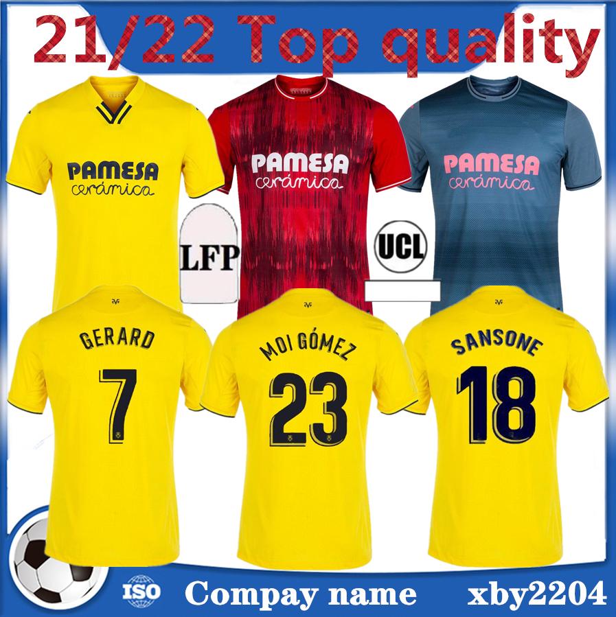 

Thailand 21 22 Villarreal CF Home Soccer Jerseys 2022 red Shirts GERARD PACO ALCACER CHUKWUEZE CAMISETA DIA A.PEDRAZA YEREMI Blue Football Uniform, Black