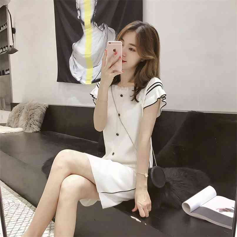 

Fashion women' knitted dress for spring and summer , waisted retro temperament thin 210520, Black