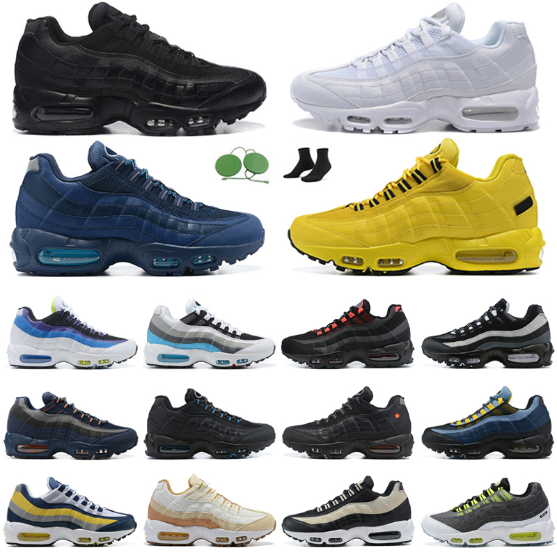 

95 Men Running Shoes Women Chaussures 95s Triple Black White NYC Taxi Navy Blue Neon Michigan Laser Fuchsia Mens Trainers Outdoor Sport Sneakers Size 36-46, #4 navy blue