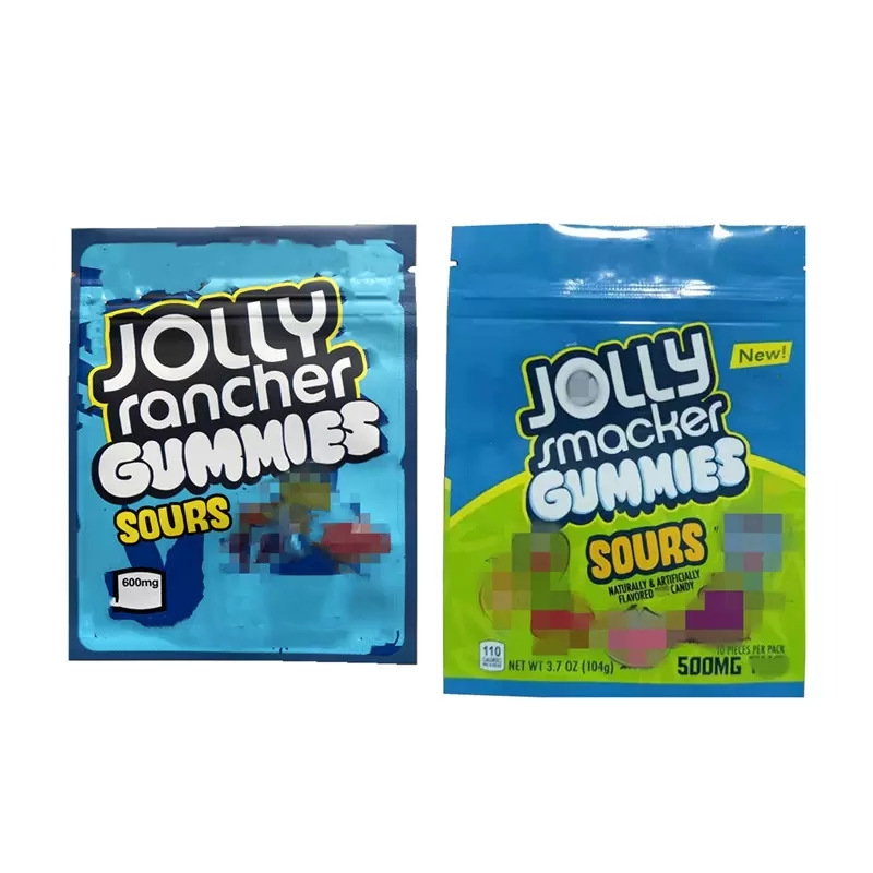 

plastic packaging bags jolly Rancher rmacher gummies sours artifcially candy flavored resealable Edibles 600mg 500mg pack bag free DHL fedex