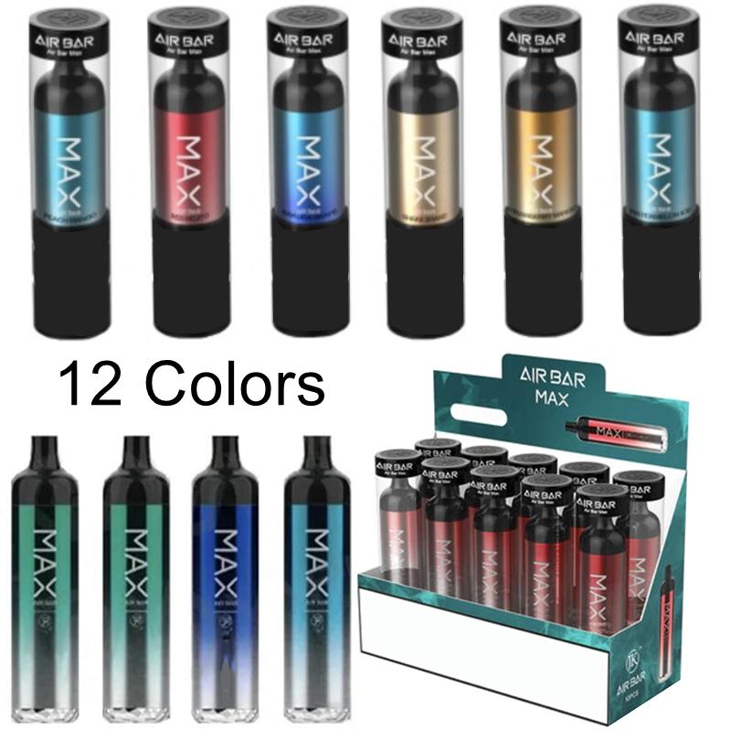 

Air Bar Max Disposable Electronic Device E Cigarette pods Pen Starter Kit Vaporizer 2000 Puffs 6.5ml 5% Capacity 1250mah Battery 10 color vs