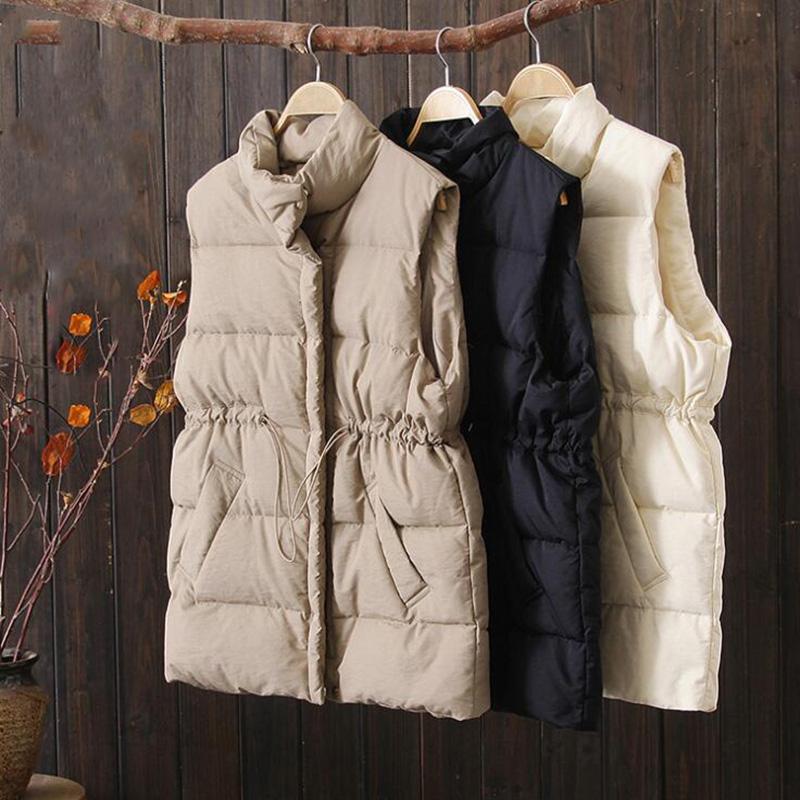 

Winter Duck Down Jacket Women Vest Tunic Waistcoat Spring Puffer Slim Parkas ED1499 Women, Black