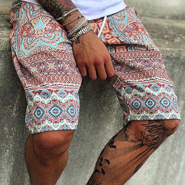 

retro print swim pantalon casual shorts men' short pant trendy pants beach trousers, As picture