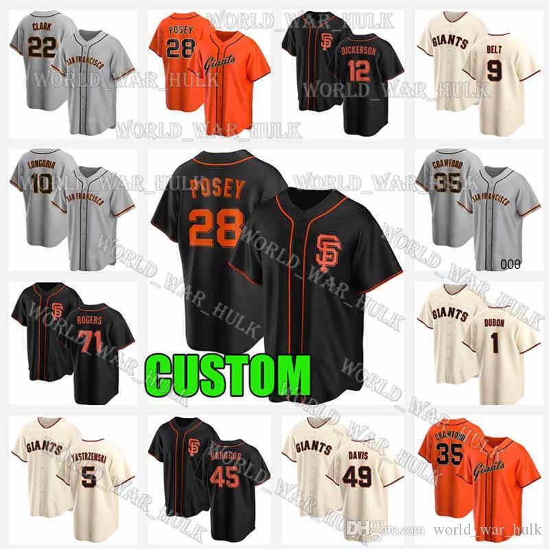 

35 Brandon Crawford Baseball Jersey San Francisco Joc Pederson Buster Posey Giants Brandon Belt Evan Longoria Mike Yastrzemski Logan Webb 25 Barry Bonds Joey Bart 28, Men custom cool base(j r)
