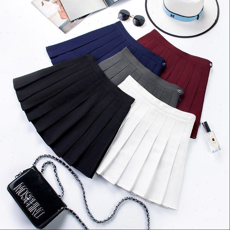 

high waist black korean summer women skirt pleated plaid anime short