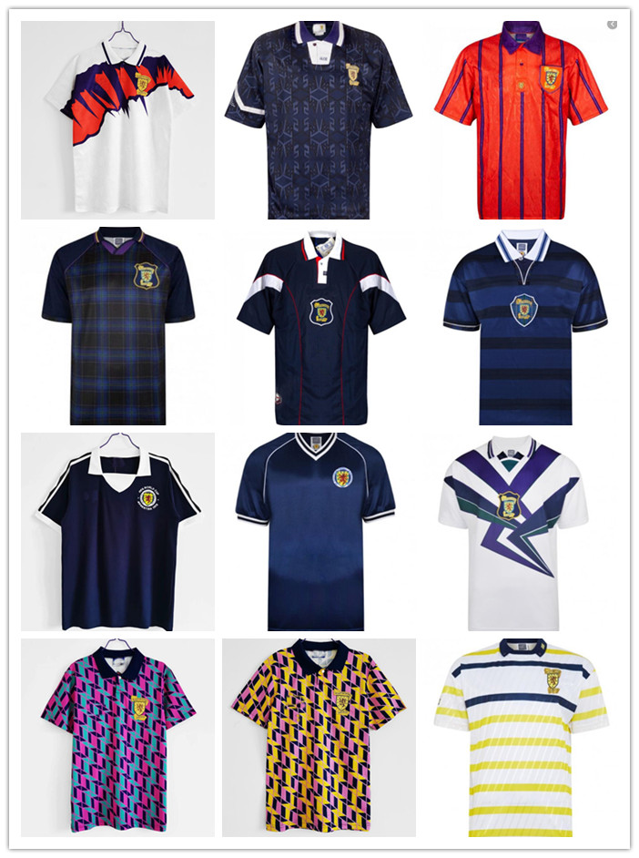 

Scotland Retro Soccer Jersey 78 82 84 86 89 91 93 94 95 96 98 World Cup equipment Home blue kits 90 02 03 classic Vintage Scottish Football, Black;yellow