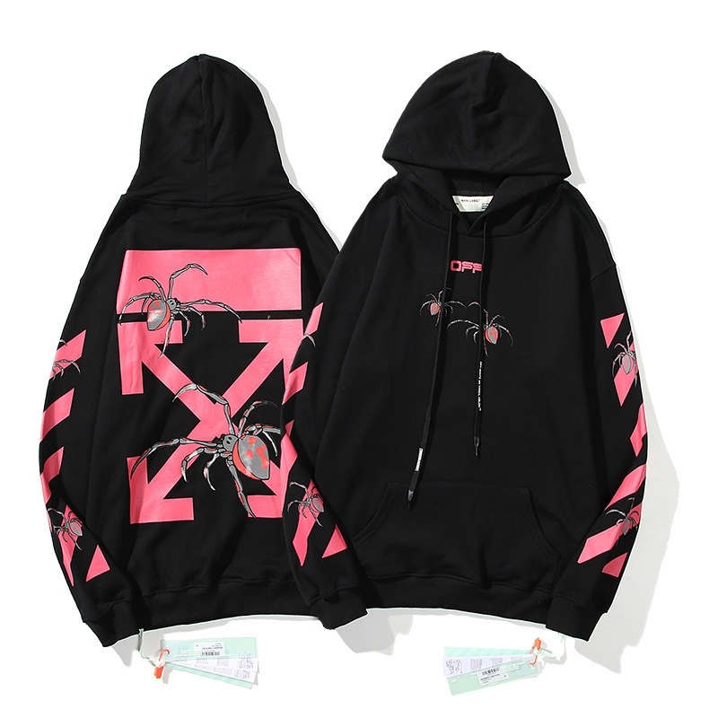 

High quality ow long sleeve hooded men' and women' casual style, Black