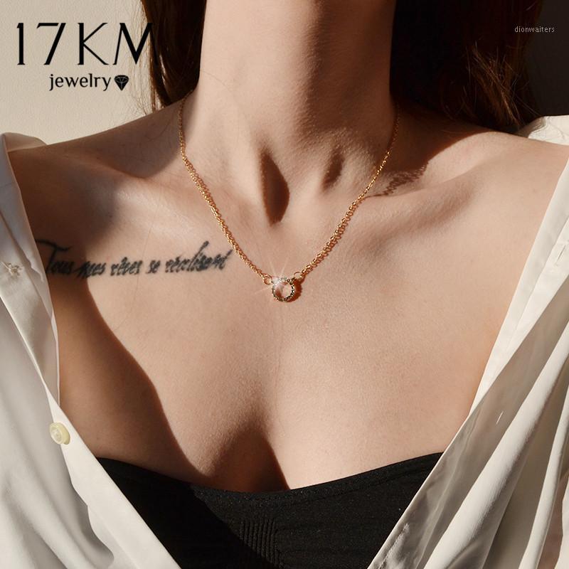 

Cute Crystal Round Necklace For Women Gift Fashion Simple Gold Geometric Pendant Necklaces Birthday Jewelry Chains