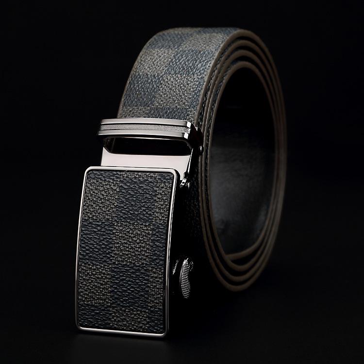 

Belts Luxury Retro Real Leather Men's Belt Casual Classic Automatic Buckle Waist For Men Fashion Bovine Lattice Jeans Gi, Black