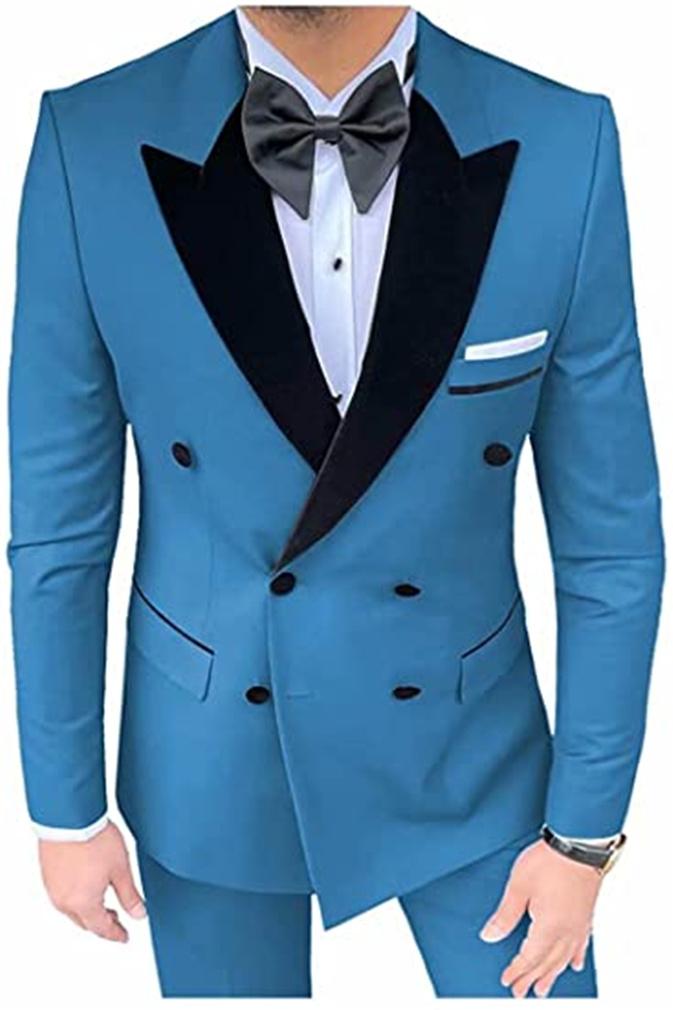 

Men's Suits & Blazers Men Double Breasted Groom Tuxedos 2 PC Grey Green Navy( Jacket+Pants) Groomsmen Wedding Suit Formal Business, 011