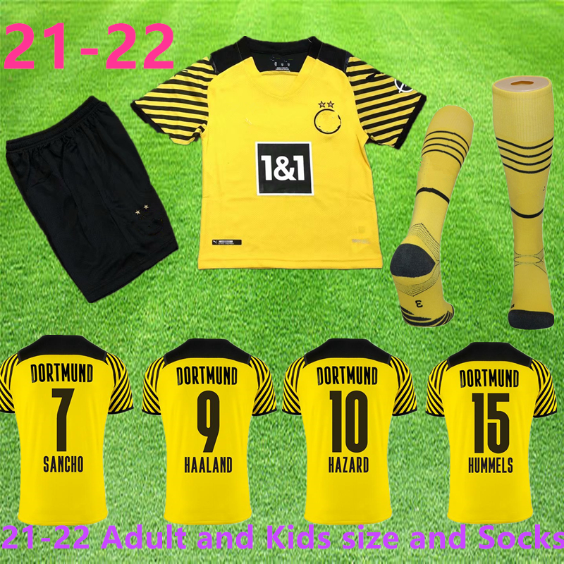 

21 22 HAALAND REUS BRANDT soccer jersey 20-21 DORTMUND football shirts BELLINGHAM SANCHO 110TH men kids Tracksuits, Black
