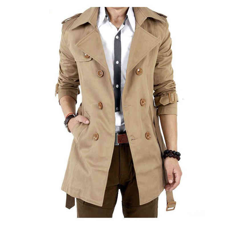 

men's trench coats aelegantmica casaco trench masculino, longo casual duplo breasted da moda para homens 5tqn, Tan;black