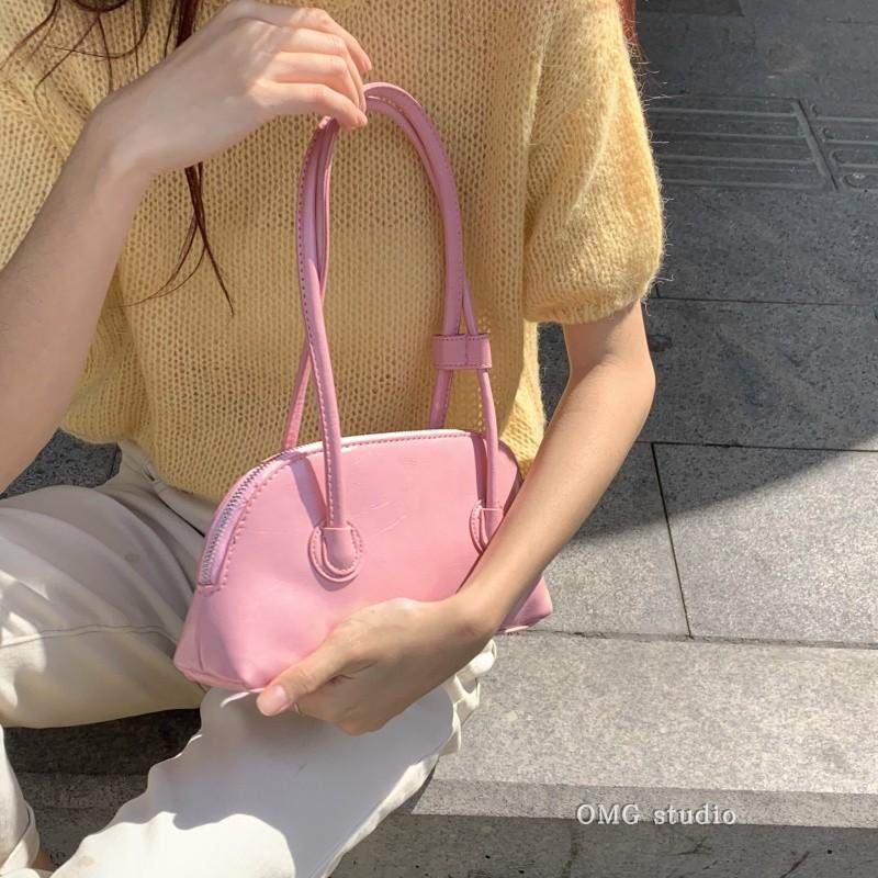 

Evening Bags 2021 Spring/summer Retro Oil Wax Leather Shoulder Bag Ladies Luxury Handbags Fashion Pink Underarm Party Tote