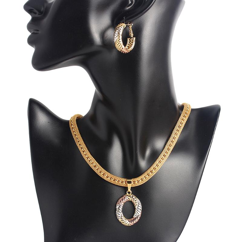 

Earrings & Necklace Necklaces For Women 2021 Jewelry Set Trendy Flower Rose Gold Color Charm Nice Choker Earring Sets Women's, Silver
