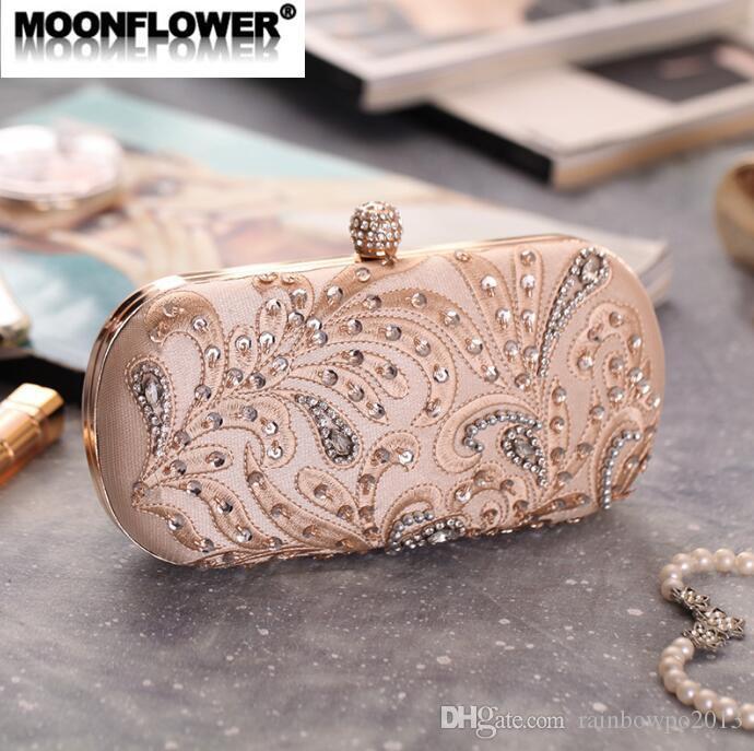 

Factory wholesale women bag exquisite beaded embroidery dinners bags fashion diamond craft dinner handbag banquet nightclub wedding handbags, Black(boutique packaging)