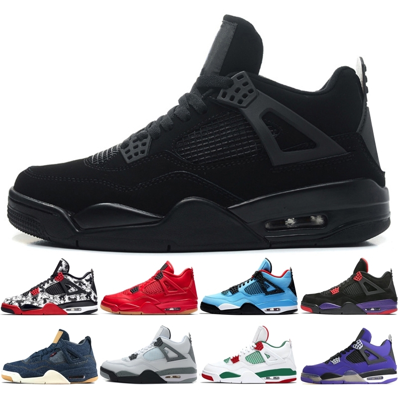 

4 4s Tattoo Singles Day Mens Basketball Shoes Travis Scotts Raptors Bred White Cement Royalty Purple men sports sneakers women US 5.5-13, #25 green glow