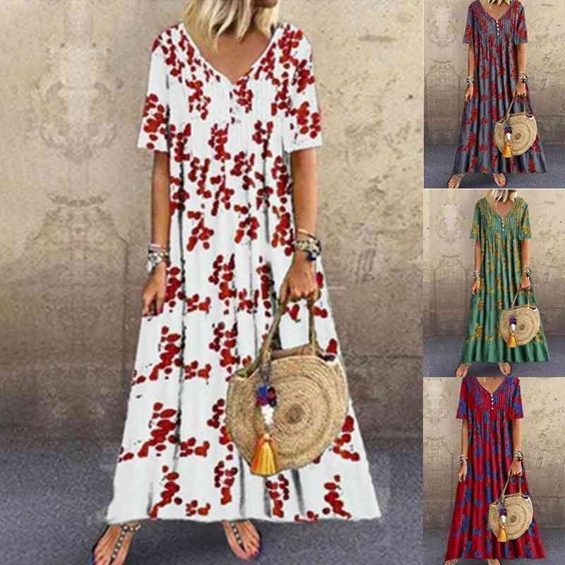 

2021 new women' dress with cotton and hemp printing, White