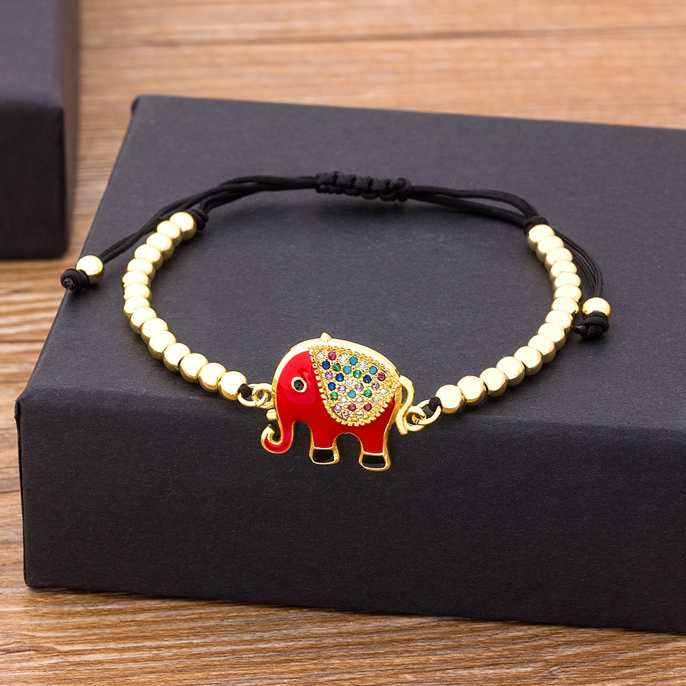 

Handmade Elephant Bracelet Adjustable High Quality Copper Cubic Zirconia Bead Jewelry Gift For Women Wedding Christmas Gift