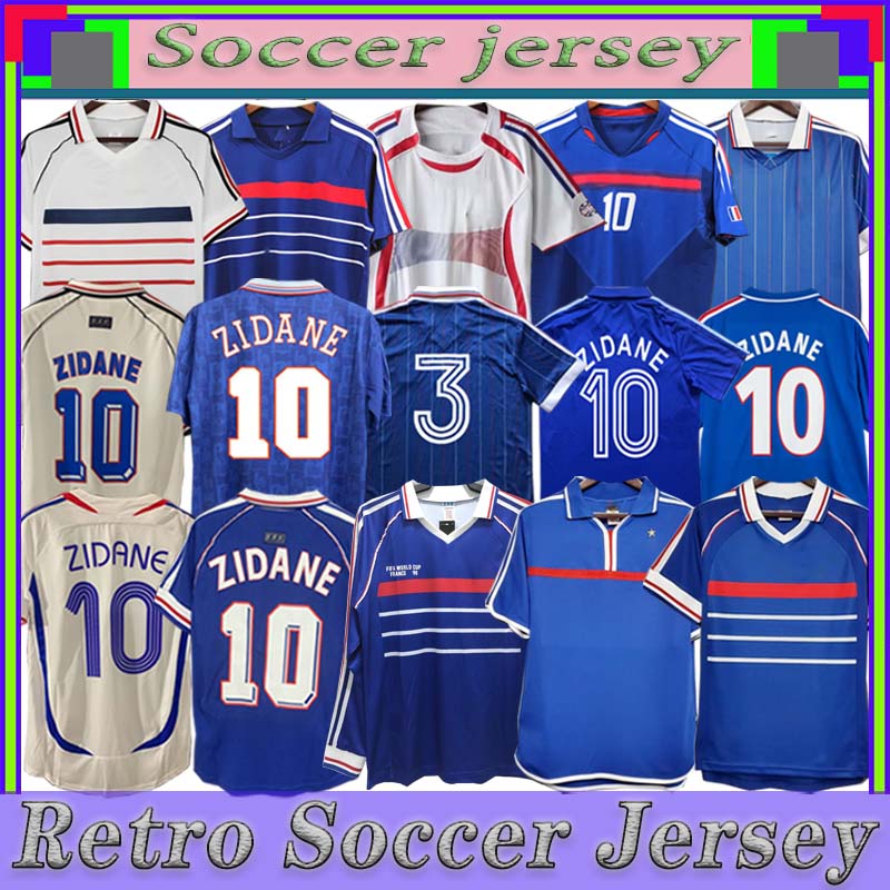 

1998 FRANCE Retro soccer jersey 84 96 98 02 04 06 2010 ZIDANE HENRY MAILLOT DE FOOT football shirt 2000 Home Trezeguet uniform, 2006
