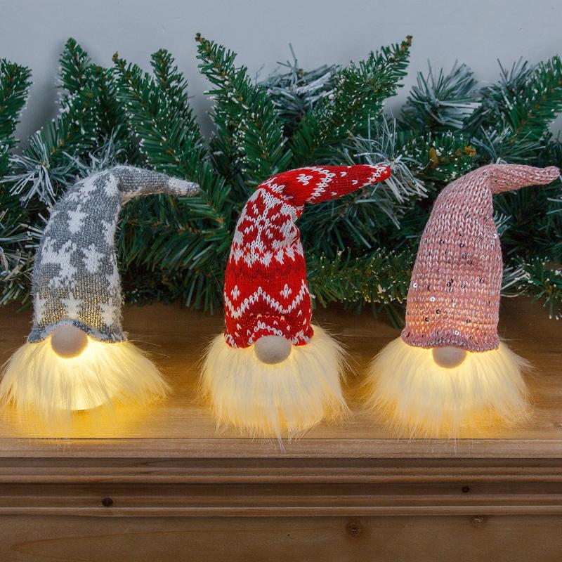 

Christmas Decorations Ornaments Night Light Forest Old Man With Dwarf Faceless Doll Luminous Tree Pendant