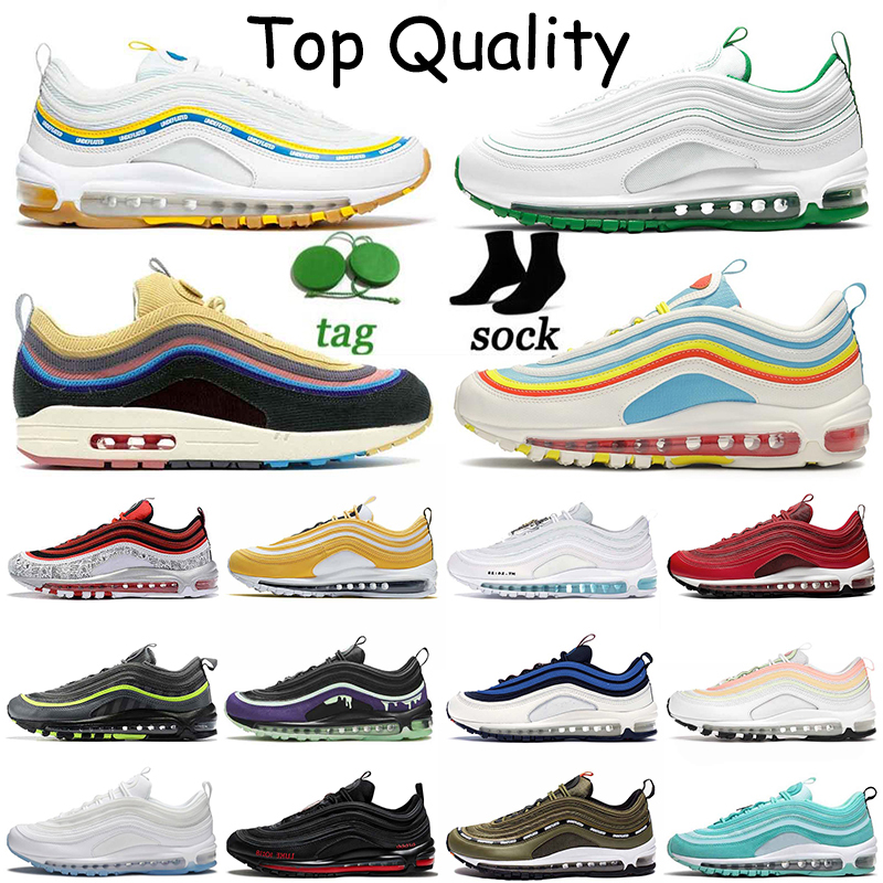 

free run womens mens 97s running shoes Sean Wotherspoon Summer Pack Undefeated UCLA Bruins MSCHF x INRI Jesus Satan White Off Pine Green sports trainers sneakers, #a25 black yellow 40-45