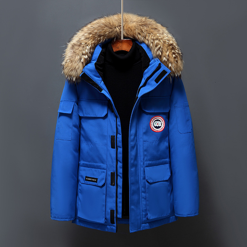 Down Jacket Wool Collar Men and Women Lovers Fashion Canadian Size Thickened Work Clothes Coat Detachable Goose Top