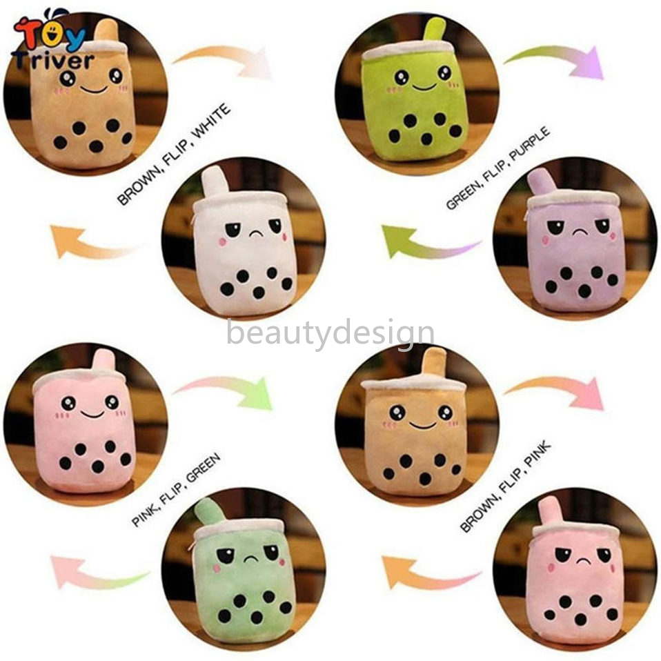 

NEW!!! Cute Reversible Boba Bubble Milk Tea Cup Drink Plush Toys Stuffed Doll Kawaii Baby Kids Girls Gifts Home Room Decor Wholesale DD