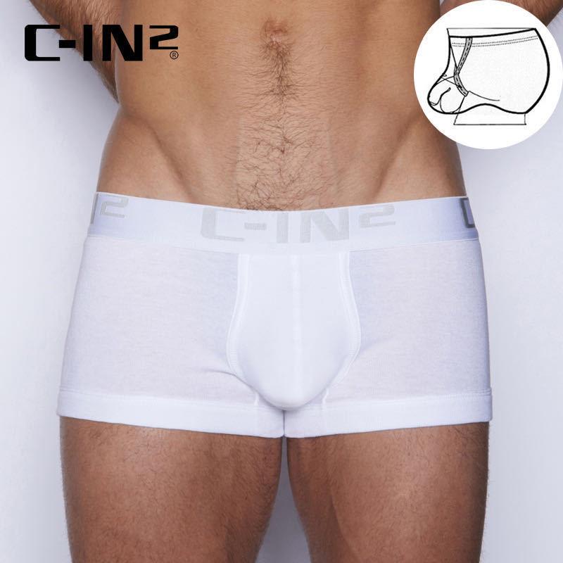 

Underpants C-IN2 Men' Underwear Simple Low Waist Sexy Hanging Ring Type Cotton Youth Sports Flat-angle Panties, Black