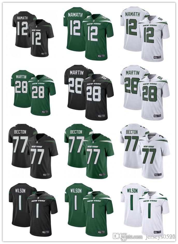 

Men women Youth New York Jets 1 Zach Wilson 77 Mekhi Becton 12 Joe Namath 28 Curtis Martin Football Jerseys Green Black whit, Black;red