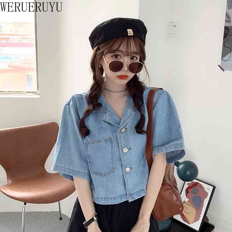 

WERUERUYU Women Frayed Denim Jean Jacket Button Up Lady Casual Vintage Autumn Female Fashion Coat Streetwear 210608, Photo color