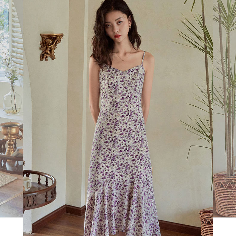 

Vintage Print Female Ruffles Boho Vestidos Sleeveless Dress Women Chic Simple Floral Sexy Daily Cute Summer Ladys 210517, As picture