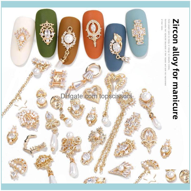 

Nail Salon Health & Beautynail Art Decorations 2 Pieces Of High Quality 3D Metal Zircon Jewelry Decoration Top Crystal Pearl Pendant Diamond