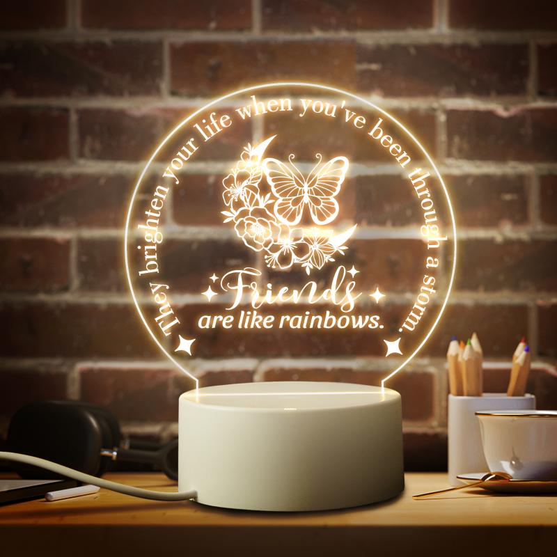 

Night Lights Gift For Friends 3D Lamp USB Acrylic Friendship Nightlight Birthday Christmas Bedroom Decorations