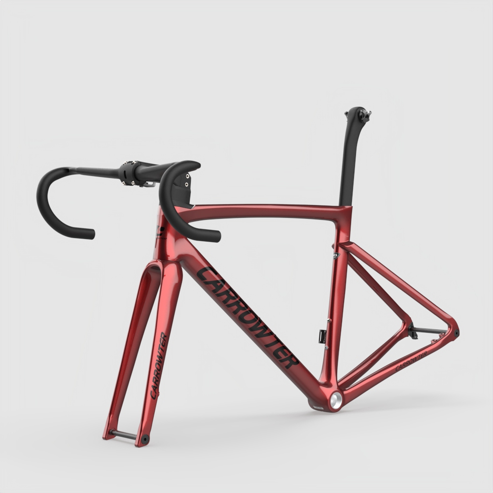 

CJH33 CARROWTER Disc Carbon Frames Road Bike T1000 UD Transparent Red 44 46.5 49 52 54 56 58cm with Handlebar 12 Color Bicycle Frameset Ship XDB DPD UPS, C9