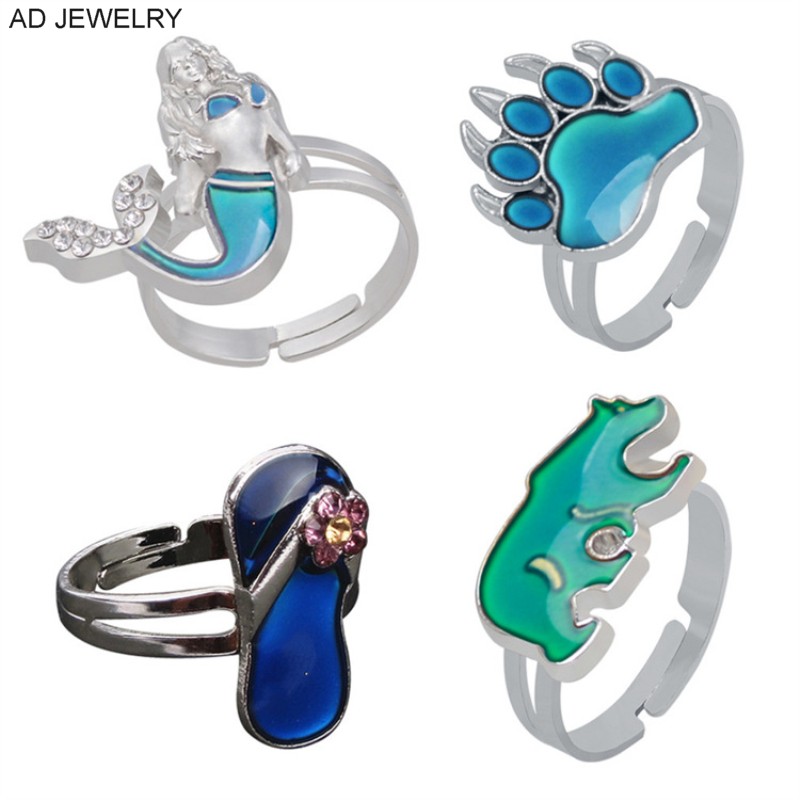 Conception classique réglable de changement coloré émotion émotion en sentant humeur sirène anneaux bijoux pour la promotion des étudiants