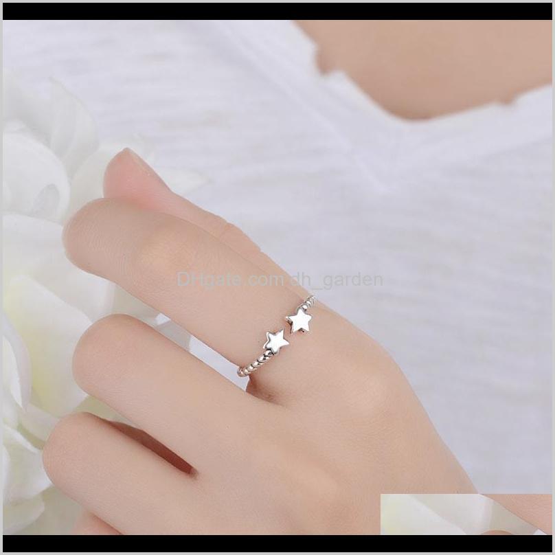 

Rings Korean Style Retro Five Pointed Star Opening Elegant Womens Wedding Party Sier Color Ring Exquisite Girl Jewelry Gift Drop Delivery 20