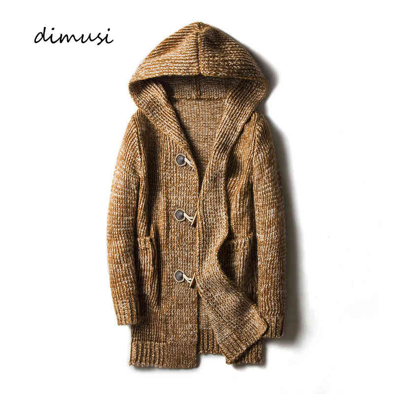 

dimusi winter men's sweaters fashion male long sweater hooded coats casual slim fit knitted cardigan ets clothing, Black;white