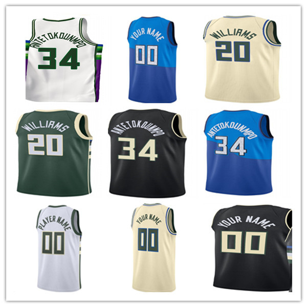 

Printed Milwaukee 75th City Edition Giannis 34 Antetokounmpo Basketball Jerseys Khris Middleton Grayson Allen Jrue Holiday Pat Connaughton Nwora Portis Lopez, As pic