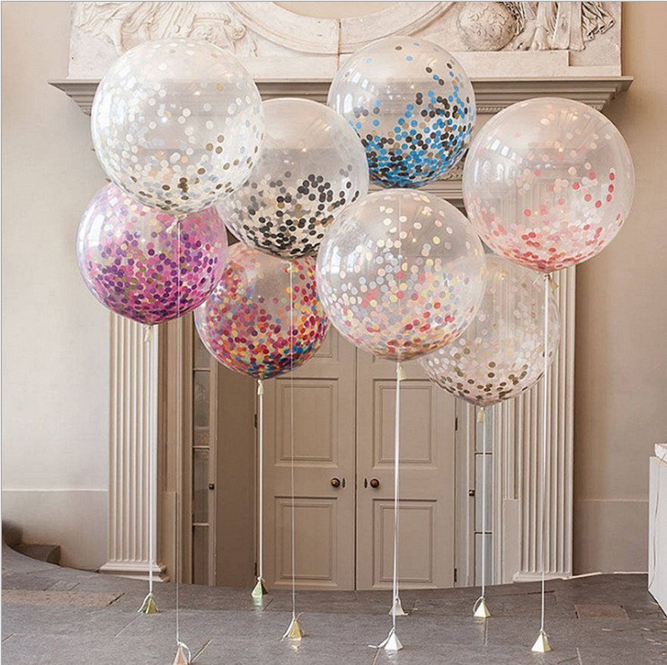 

36-inch round transparent paper balloon wedding Party Decoration layout large confetti balloons wholesale