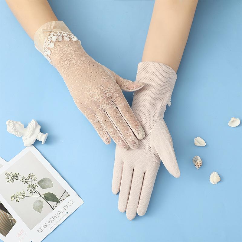 

Five Fingers Gloves 1Pair Women Lace Anti UV Summer Slip Resistent Driving Cycling Touch Screen Mitten Breathable Sun Protection
