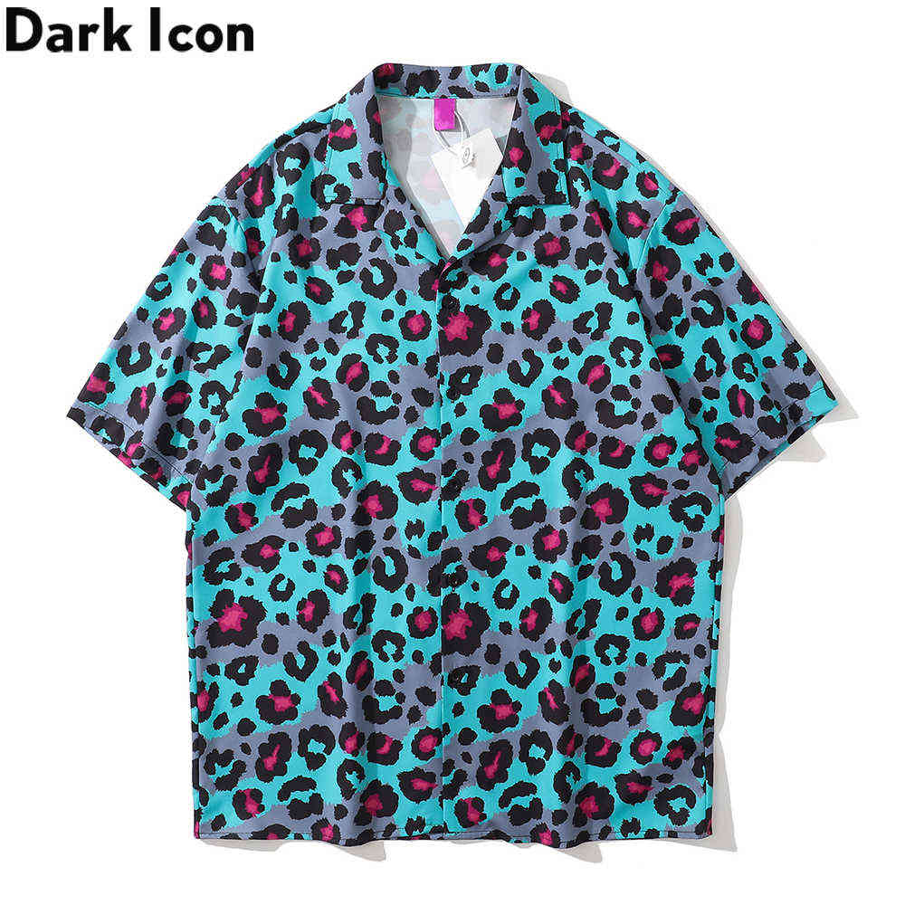 

Leopard Hawaiian Shirt Men Summer Holiday Shirts for Men Oversize Men's Shirt Male Top 210603